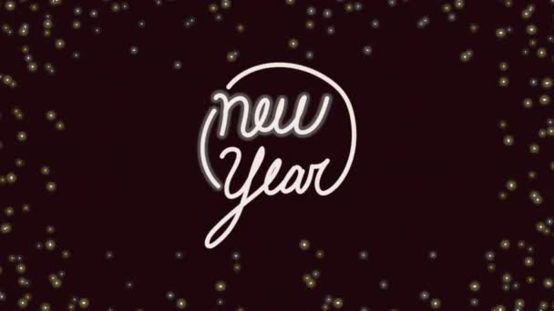 Feliz ano novo lettering animação — Vídeo de Stock