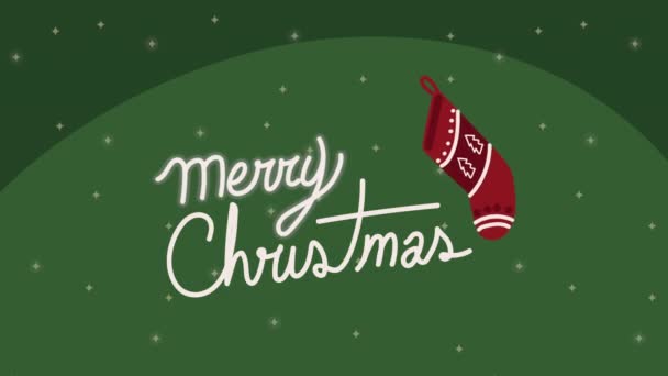 Buon Natale calzino e lettering — Video Stock