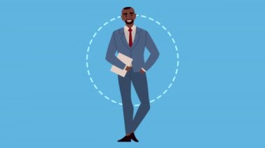 Belge animasyonlu afro iş adamı