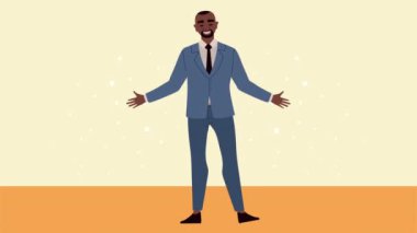 Zarif afro iş adamı karakteri animasyonu