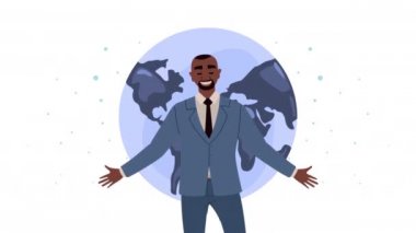 Dünya gezegenine sahip afro iş adamı