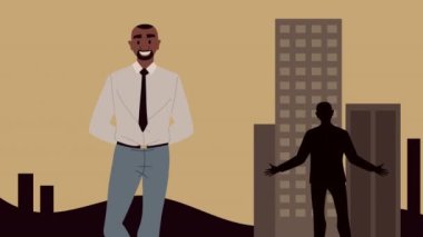 Bina ve silueti olan afro işadamı