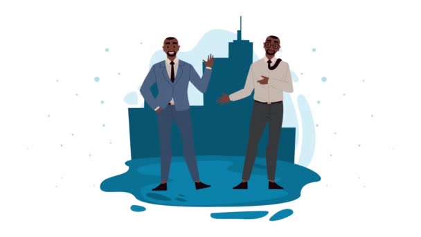 Afro businessmen udělal obchod animace — Stock video