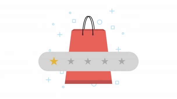 Bolsa de compras y estrellas de calidad de animación — Vídeos de Stock