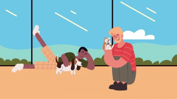 Interracial hommes avec chien et hamster — Video