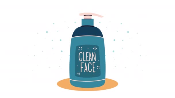 Clean face bottle product animation — Stock Video