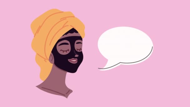 Frau mit Gesichtsmaske spricht Animation — Stockvideo
