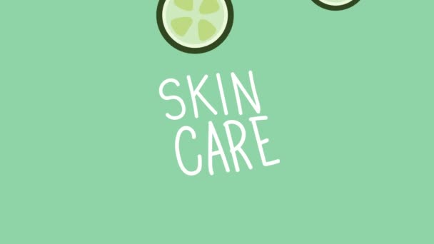 Skin care lettering with cucumbers — Stockvideo