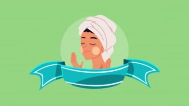 Yüz maskesi ve kurdele çerçeveli bir kadın.