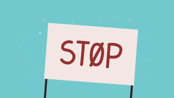 Stop protest banner animatie — Stockvideo