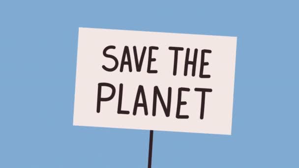 Salvar o planeta letras em banner — Vídeo de Stock