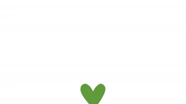 Yeşil aşk kalpleri ekoloji animasyonu — Stok video