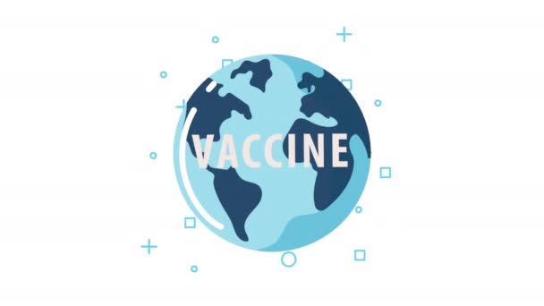 Animation der Impfkampagne mit dem Planeten Erde — Stockvideo
