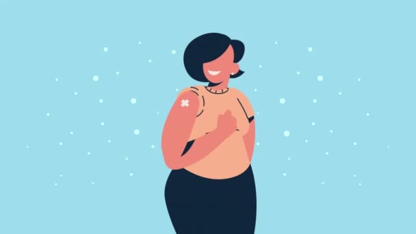 Woman vaccinated character animation — Vídeo de Stock
