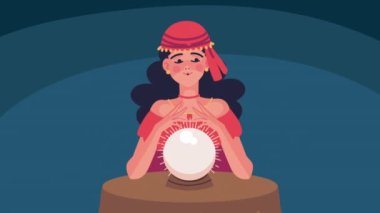 Kristal küreli cadı fal bakıyor.