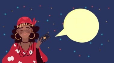 Afro cadı fal bakıyor animasyon anlatıyor