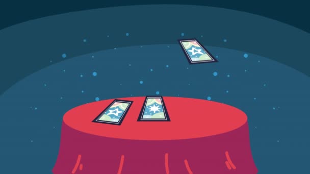 Cards for fortune telling in table animation — Vídeo de Stock