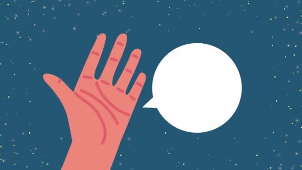 Hand with speech bubble fortune telling — Stock Video