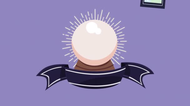 Crystal ball and cards fortune telling animation — Stock Video