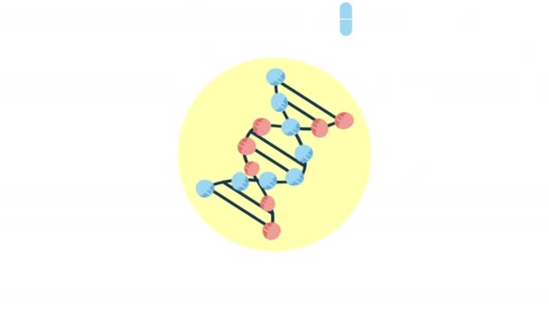 Анимация структуры частиц ДНК — стоковое видео
