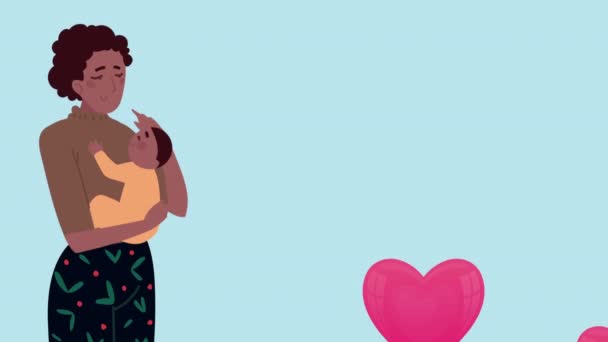 아기와 심장을 안고 있는 어미 — 비디오
