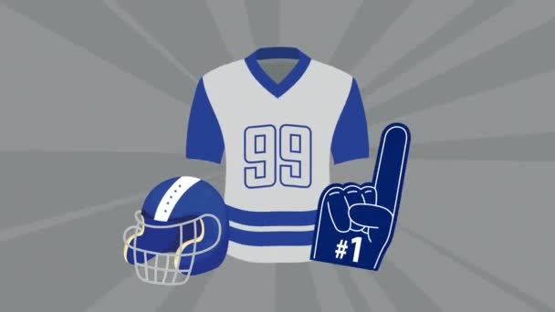 American football shirt with helmet and glove — Stock Video