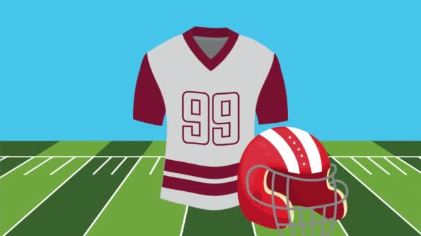 American football shirt and helmet equipment — Stockvideo