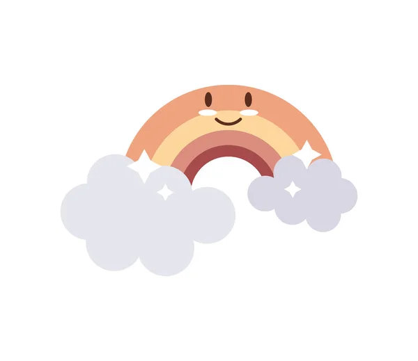 Χαριτωμένα σύννεφα ουράνιο τόξο — Διανυσματικό Αρχείο