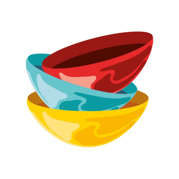 Colored kitchen bowls — Stockvektor