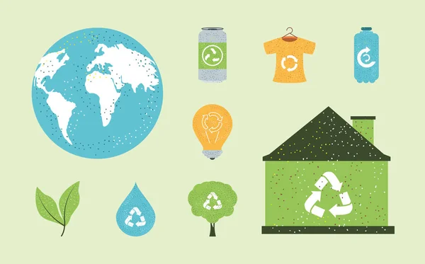 Reciclar e ícones ambientais — Vetor de Stock