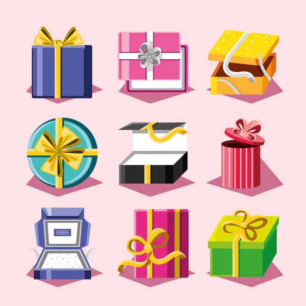 Symbole Geschenkboxen — Stockvektor