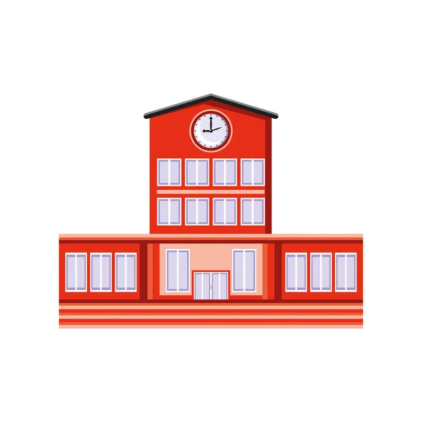 Iskolaépület órával — Stock Vector