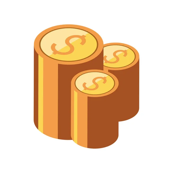 Monedas de dinero icono — Vector de stock