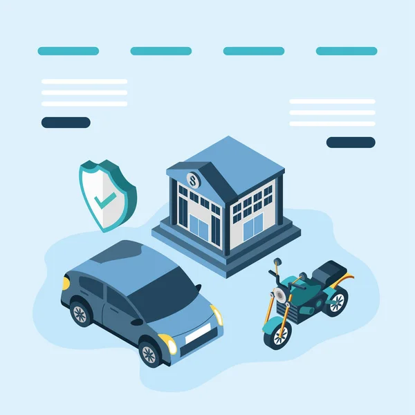 Insurance vehicles and house — 스톡 벡터