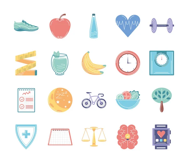 Set of healthy lifestyle — Stockvector