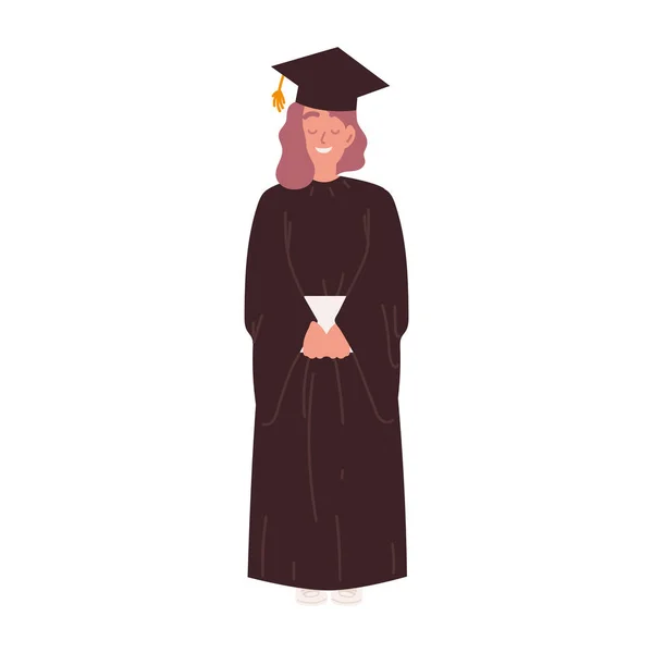 Chica graduada de la universidad feliz — Vector de stock