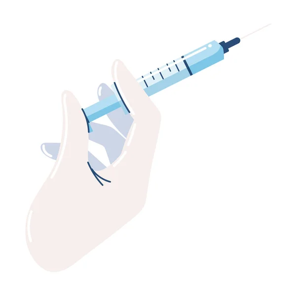 Main avec seringue de vaccination — Image vectorielle