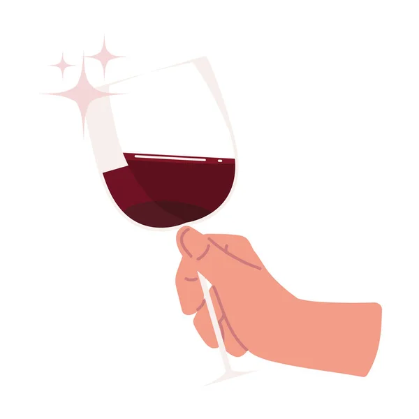 Ruku s pohárem vína — Stockový vektor