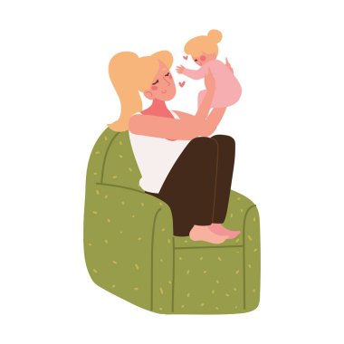 Anne bebekle oynuyor.