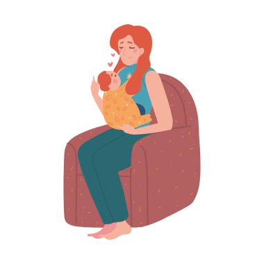 Anne bebeğine bakıyor.