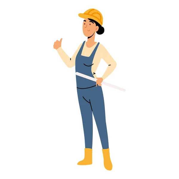 Mujer de la construcción trabajador — Vector de stock