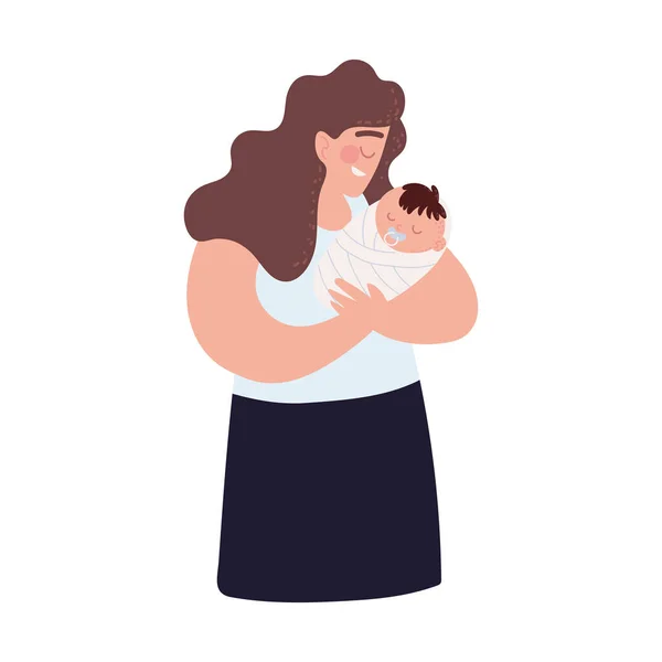 Mom carrying her baby — Stock Vector