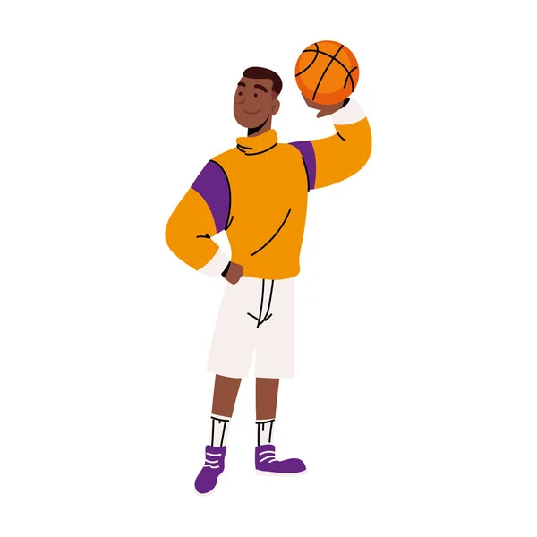 Jugador de baloncesto con pelota — Vector de stock