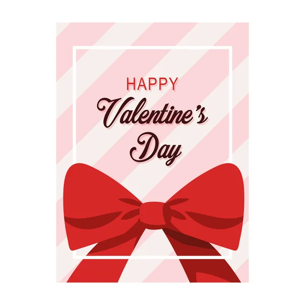 Happy valentines day bow card — Vetor de Stock