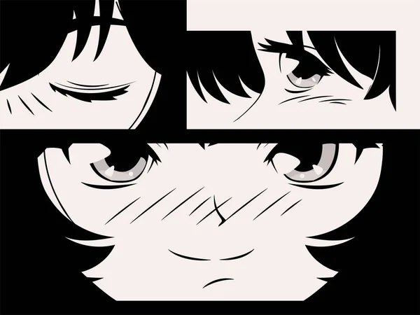 Conjunto manga ojos close ups — Vector de stock