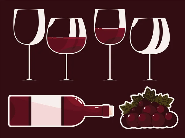 Iconos de bebida de vino — Archivo Imágenes Vectoriales