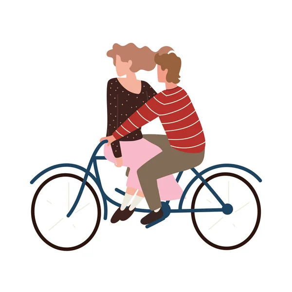 Pareja montando una bicicleta — Vector de stock