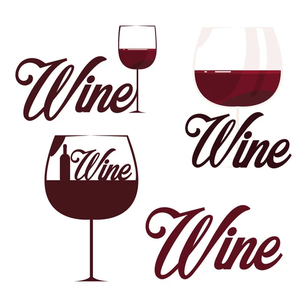 Iconos de texto de vino — Vector de stock