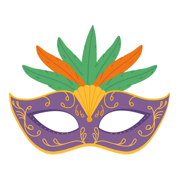 Mardi gras mask with feather — Wektor stockowy