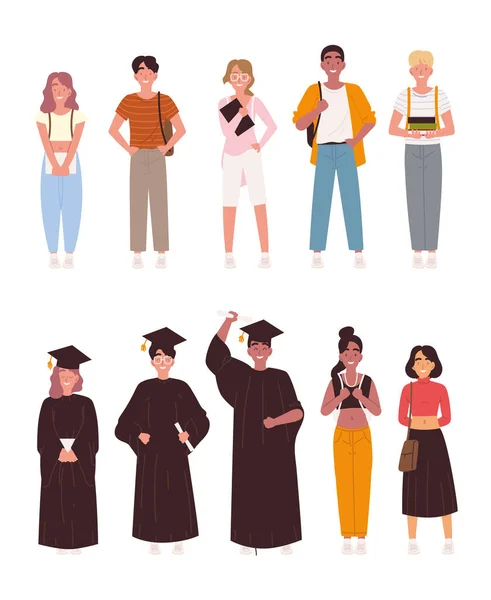 College students set — Stock Vector